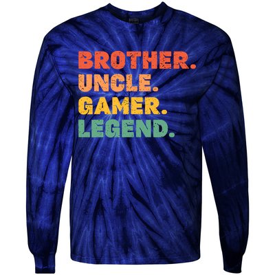Funny Gamer Brother Uncle Gaming Legend Vintage Video Game Tie-Dye Long Sleeve Shirt