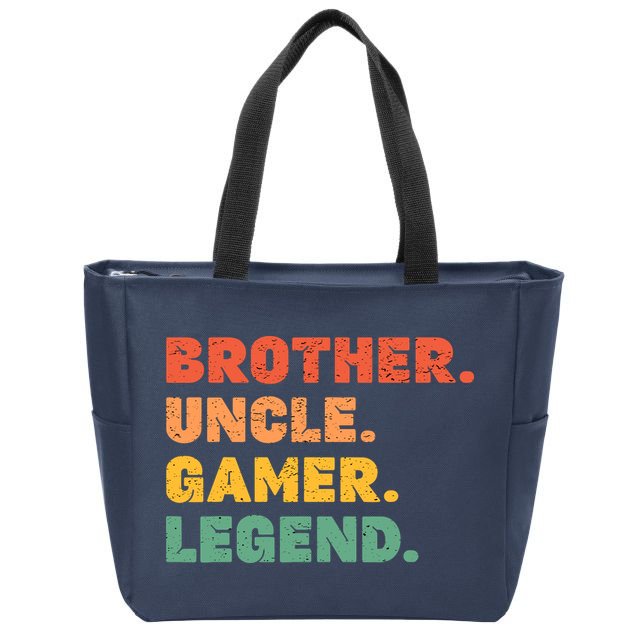 Funny Gamer Brother Uncle Gaming Legend Vintage Video Game Zip Tote Bag