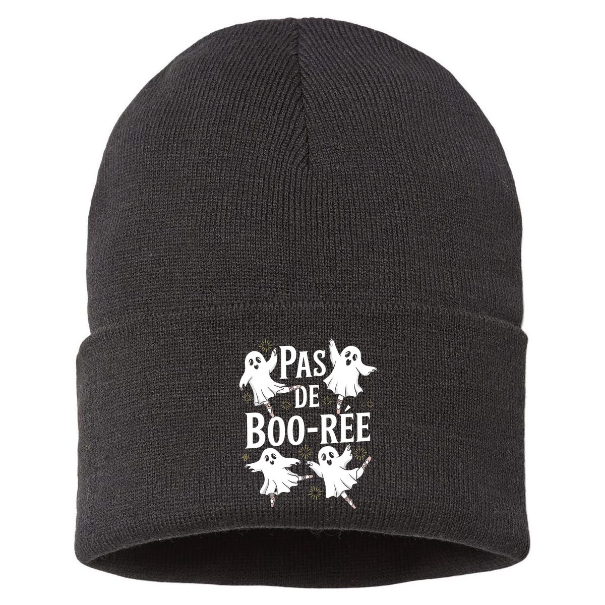 Funny Ghost Ballet Pas De Boo Halloween Dance Sustainable Knit Beanie