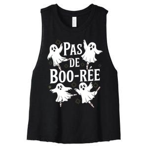 Funny Ghost Ballet Pas De Boo Halloween Dance Women's Racerback Cropped Tank