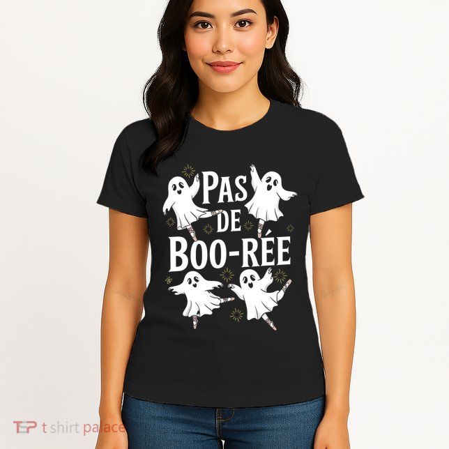 Funny Ghost Ballet Pas De Boo Halloween Dance Womens T-Shirt