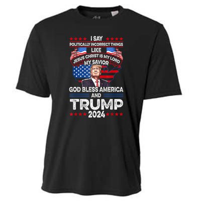 Funny God Bless America Jesus Christ Is My Lord Trump 2024 Gift Cooling Performance Crew T-Shirt