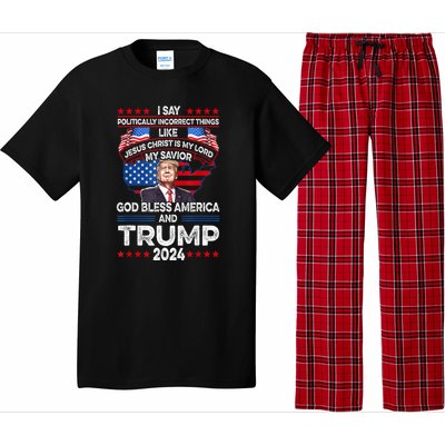 Funny God Bless America Jesus Christ Is My Lord Trump 2024 Gift Pajama Set