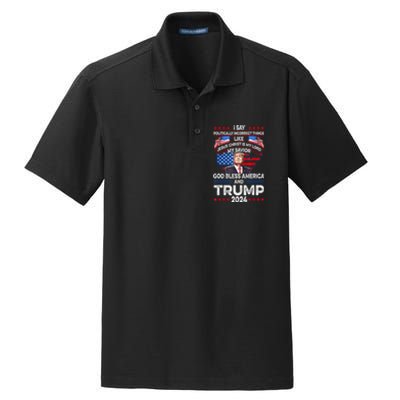 Funny God Bless America Jesus Christ Is My Lord Trump 2024 Gift Dry Zone Grid Polo