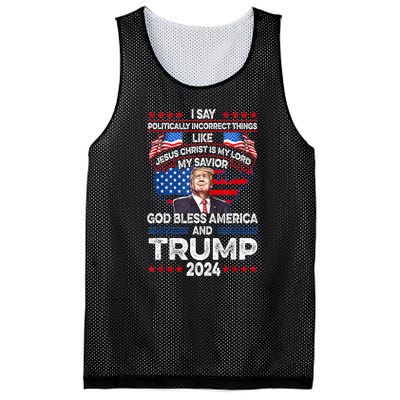 Funny God Bless America Jesus Christ Is My Lord Trump 2024 Gift Mesh Reversible Basketball Jersey Tank