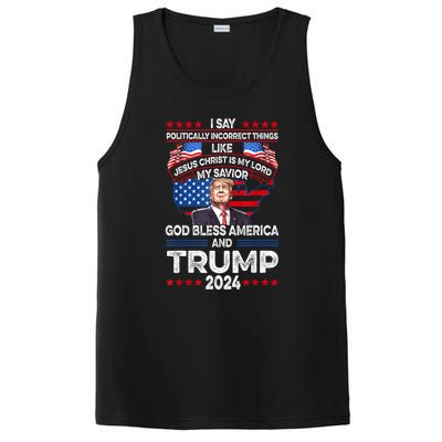 Funny God Bless America Jesus Christ Is My Lord Trump 2024 Gift PosiCharge Competitor Tank