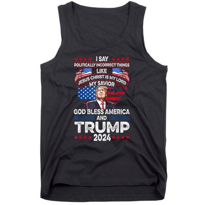 Funny God Bless America Jesus Christ Is My Lord Trump 2024 Gift Tank Top