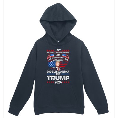 Funny God Bless America Jesus Christ Is My Lord Trump 2024 Gift Urban Pullover Hoodie