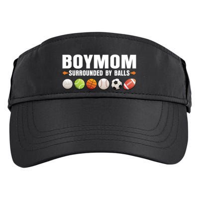 Funny Gift Boy Mom Surrounded By Balls Adult Drive Performance Visor