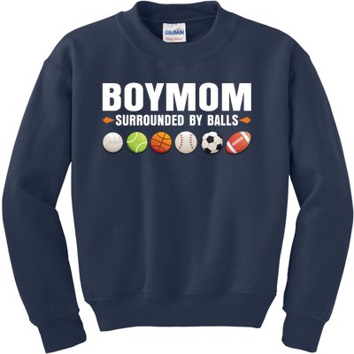 Funny Gift Boy Mom Surrounded By Balls Kids Sweatshirt