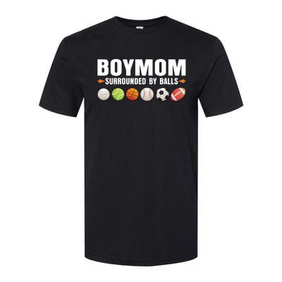 Funny Gift Boy Mom Surrounded By Balls Softstyle® CVC T-Shirt