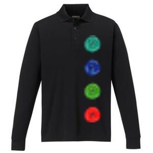 Four Groovy Buttons Blue Cat Funny Halloween Costume Performance Long Sleeve Polo