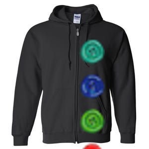 Four Groovy Buttons Blue Cat Funny Halloween Costume Full Zip Hoodie