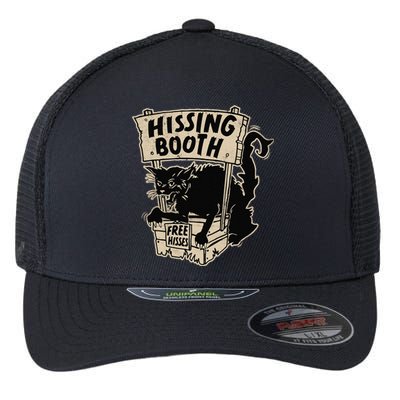 Funny Goth Black Cat Hissing Booth For Cat Moms & Cat Dads Flexfit Unipanel Trucker Cap