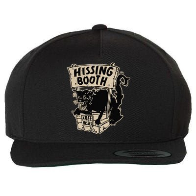 Funny Goth Black Cat Hissing Booth For Cat Moms & Cat Dads Wool Snapback Cap