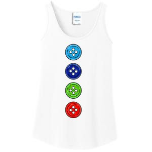 Four Groovy Buttons Blue Cat Funny Halloween Costume Ladies Essential Tank