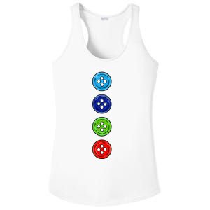 Four Groovy Buttons Blue Cat Funny Halloween Costume Ladies PosiCharge Competitor Racerback Tank