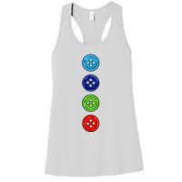 Four Groovy Buttons Blue Cat Funny Halloween Costume Women's Racerback Tank