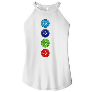 Four Groovy Buttons Blue Cat Funny Halloween Costume Women's Perfect Tri Rocker Tank