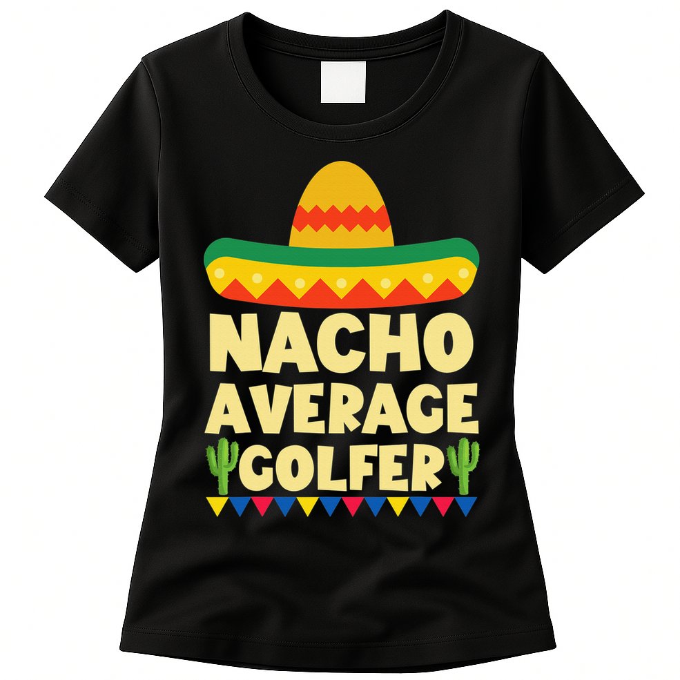 Funny Golf Ball Mustache Mexican Sports Mexico Party Womens T-Shirt