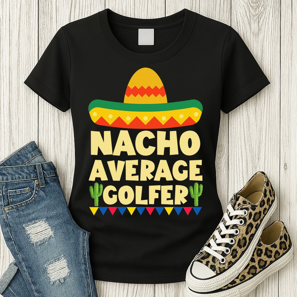 Funny Golf Ball Mustache Mexican Sports Mexico Party Womens T-Shirt