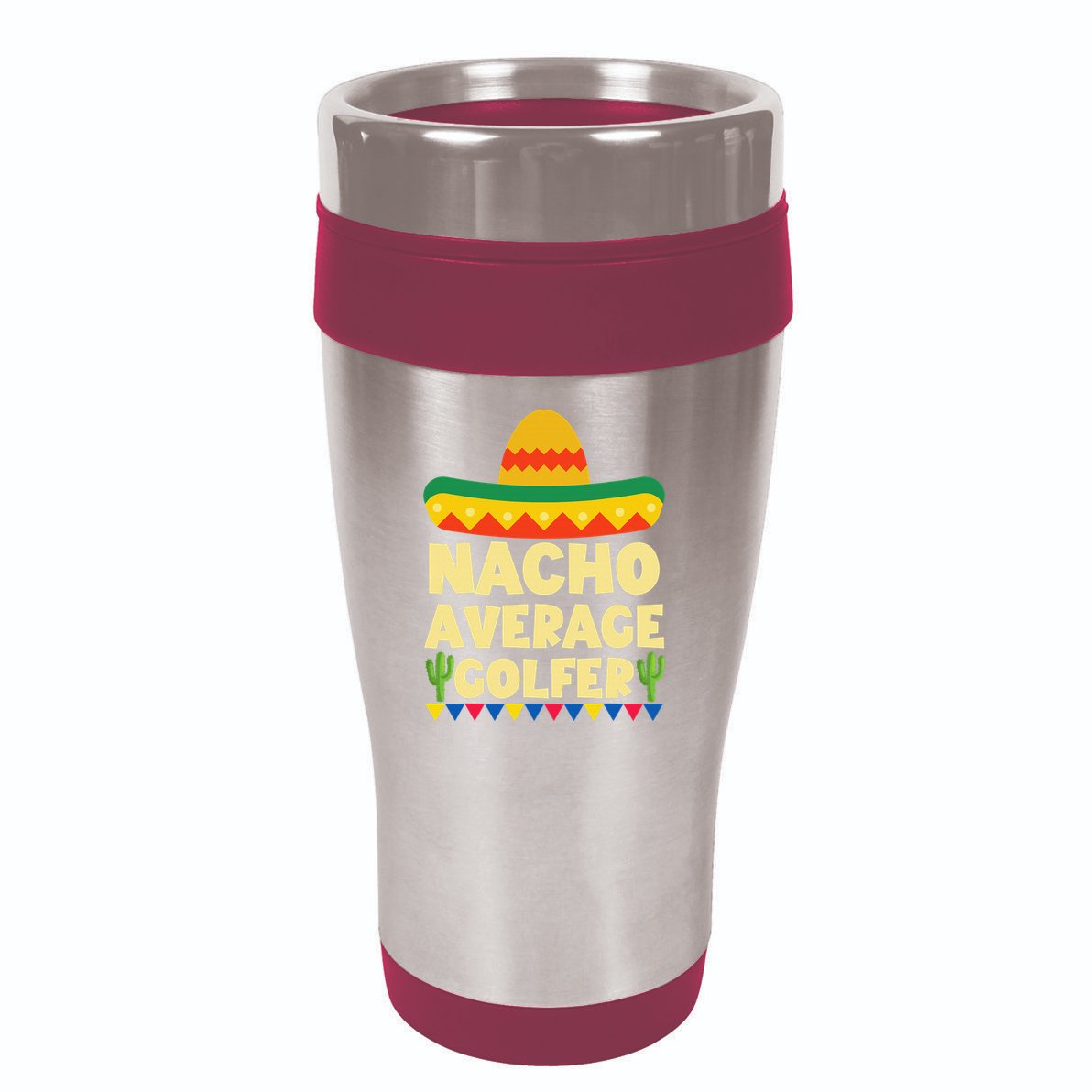 Funny Golf Ball Mustache Mexican Sports Mexico Party 16oz Travel Tumbler
