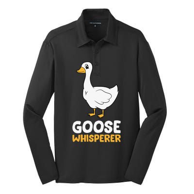 Funny Goose Bird Goose Whisperer Love Goose Silk Touch Performance Long Sleeve Polo