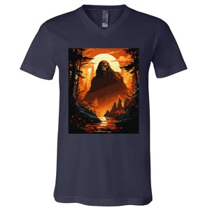 Funny Graphic Bigfoot Sasquatch V-Neck T-Shirt