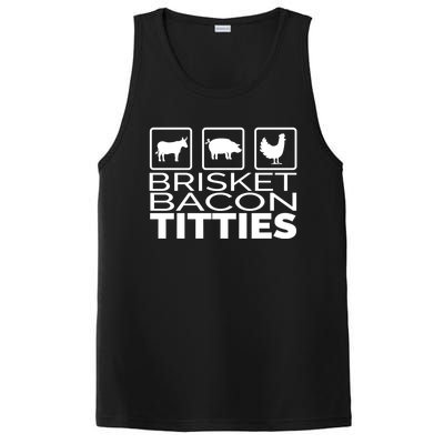 Funny Grill Brisket Bacon Titties Barbecue Dad Fathers Day Cool Gift PosiCharge Competitor Tank