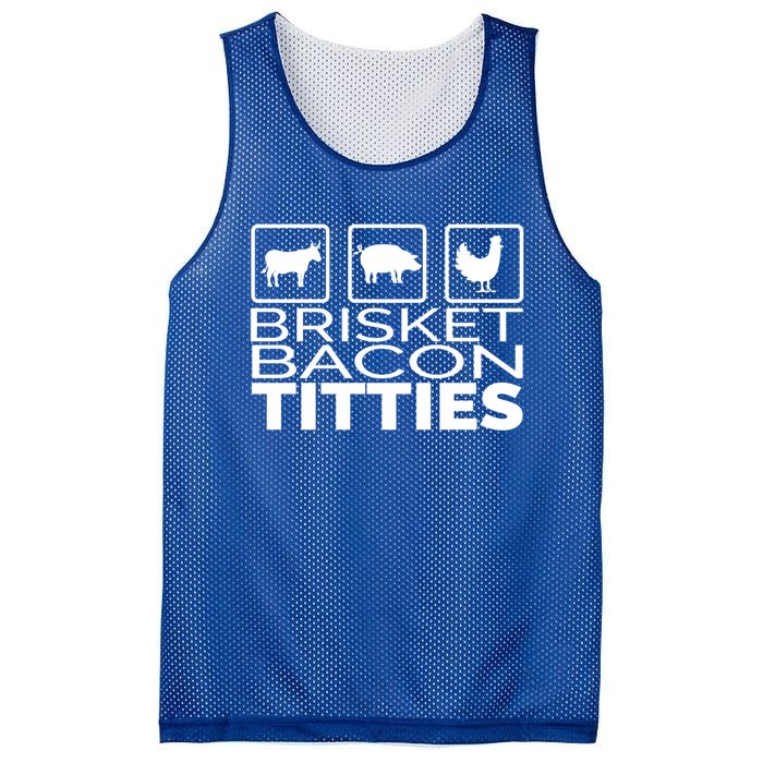 Funny Grill Brisket Bacon Titties Barbecue Dad Fathers Day Cool Gift Mesh Reversible Basketball Jersey Tank