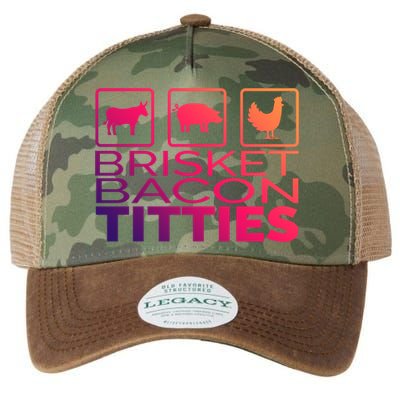 Funny Grill Brisket Bacon Titties Barbecue Dad Fathers Day Gift Legacy Tie Dye Trucker Hat