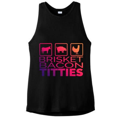 Funny Grill Brisket Bacon Titties Barbecue Dad Fathers Day Gift Ladies PosiCharge Tri-Blend Wicking Tank