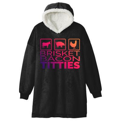 Funny Grill Brisket Bacon Titties Barbecue Dad Fathers Day Gift Hooded Wearable Blanket
