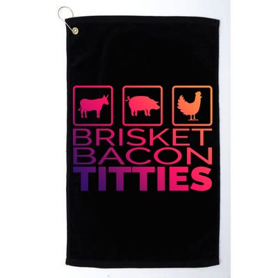 Funny Grill Brisket Bacon Titties Barbecue Dad Fathers Day Gift Golf Towel