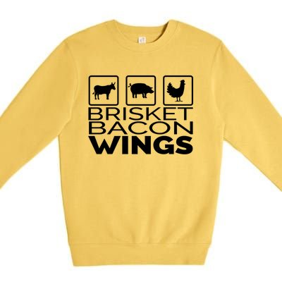 Funny Grill Brisket Bacon Wings Dad Fathers Day Gift Premium Crewneck Sweatshirt