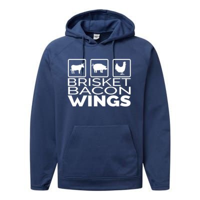 Funny Grill Brisket Bacon Wings Dad Fathers Day Gift Performance Fleece Hoodie