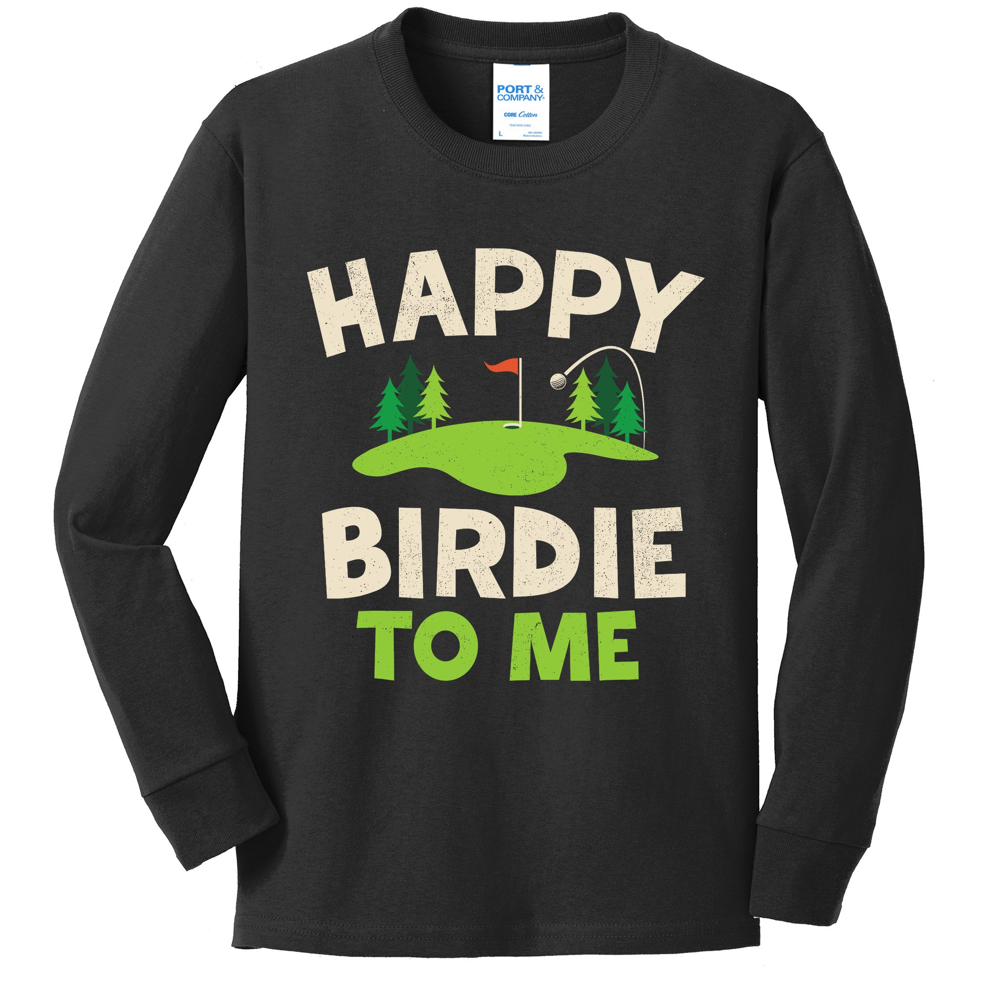 Funny Golf Birthday Happy Birdie Golfer Kids Long Sleeve Shirt