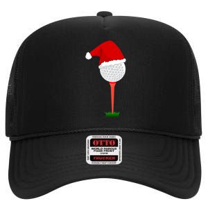 Funny Golfing Christmas Tee Holiday Golf Ball High Crown Mesh Back Trucker Hat