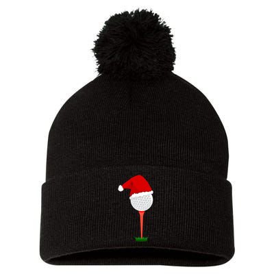 Funny Golfing Christmas Tee Holiday Golf Ball Pom Pom 12in Knit Beanie