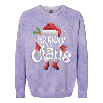 Funny Granny Claus Christmas Pajamas Santa Hat Costume Colorblast Crewneck Sweatshirt