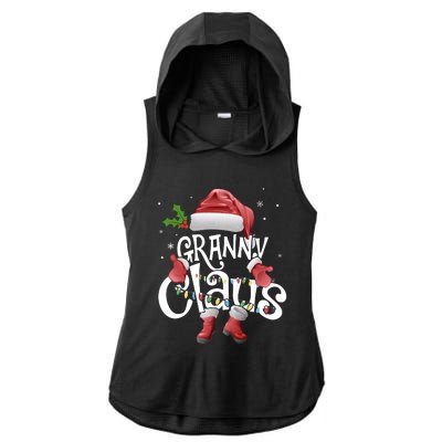 Funny Granny Claus Christmas Pajamas Santa Hat Costume Ladies PosiCharge Tri-Blend Wicking Draft Hoodie Tank