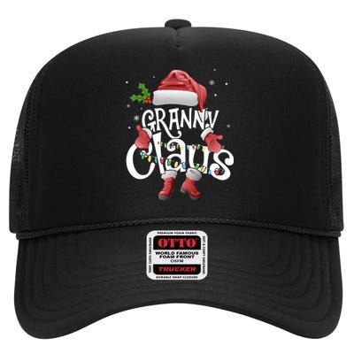 Funny Granny Claus Christmas Pajamas Santa Hat Costume High Crown Mesh Back Trucker Hat