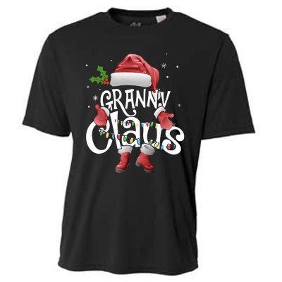 Funny Granny Claus Christmas Pajamas Santa Hat Costume Cooling Performance Crew T-Shirt