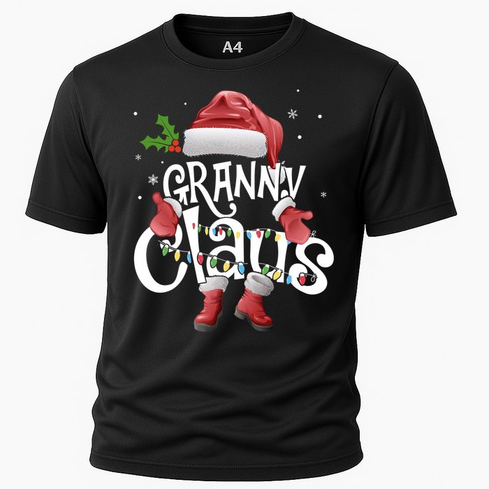 Funny Granny Claus Christmas Pajamas Santa Hat Costume Cooling Performance Crew T-Shirt