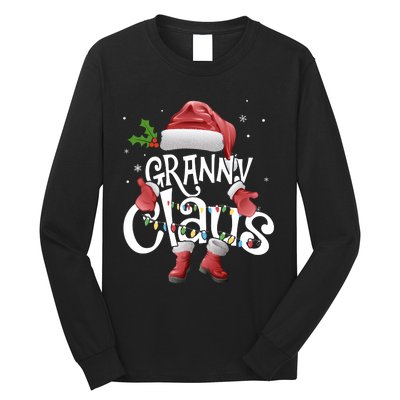 Funny Granny Claus Christmas Pajamas Santa Hat Costume Long Sleeve Shirt