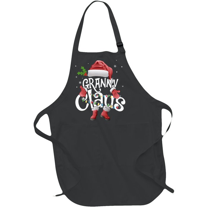 Funny Granny Claus Christmas Pajamas Santa Hat Costume Full-Length Apron With Pockets