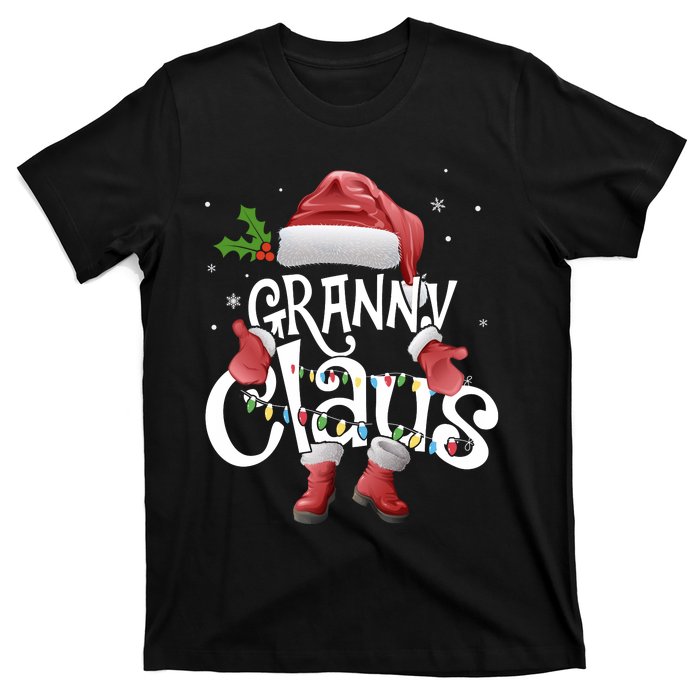 Funny Granny Claus Christmas Pajamas Santa Hat Costume T-Shirt