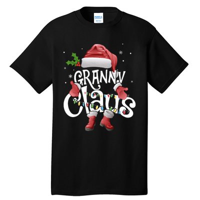 Funny Granny Claus Christmas Pajamas Santa Hat Costume Tall T-Shirt