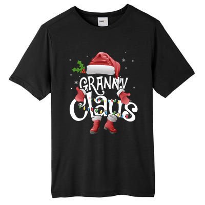 Funny Granny Claus Christmas Pajamas Santa Hat Costume Tall Fusion ChromaSoft Performance T-Shirt