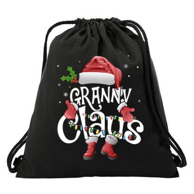 Funny Granny Claus Christmas Pajamas Santa Hat Costume Drawstring Bag